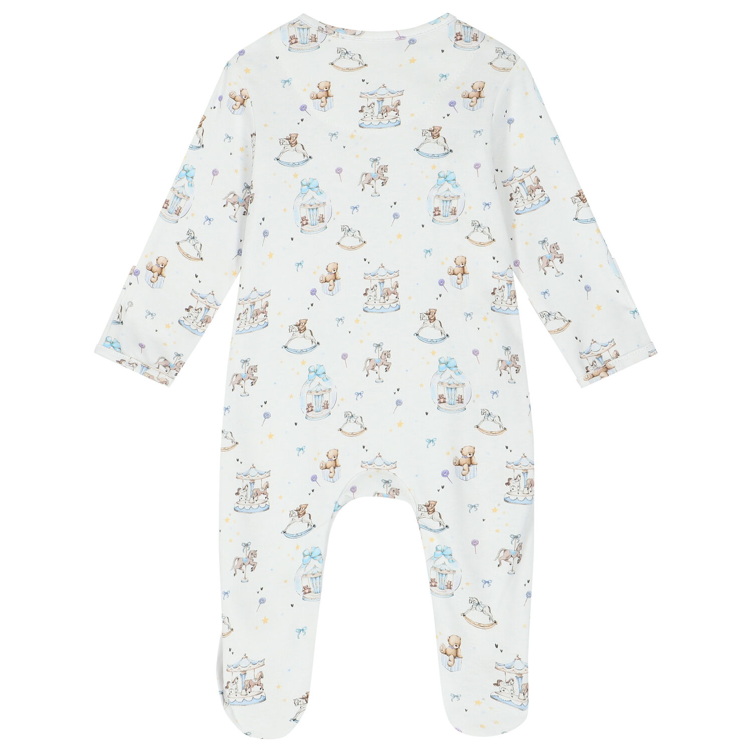 Baby Boys White & Blue Carousel Babygrow, 1, hi-res image number null